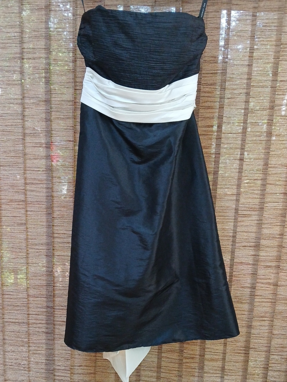 Bill Levkoff Black Strapless Dress with Ivory Waist Sash